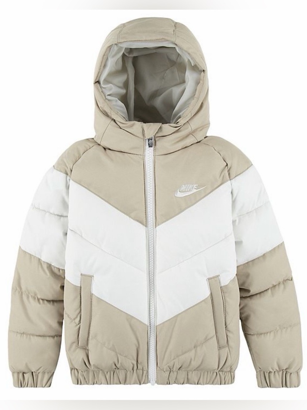 New Toddlers 24m Nike Hooded Chevron Puffer Jacket Midweight Water Resistant